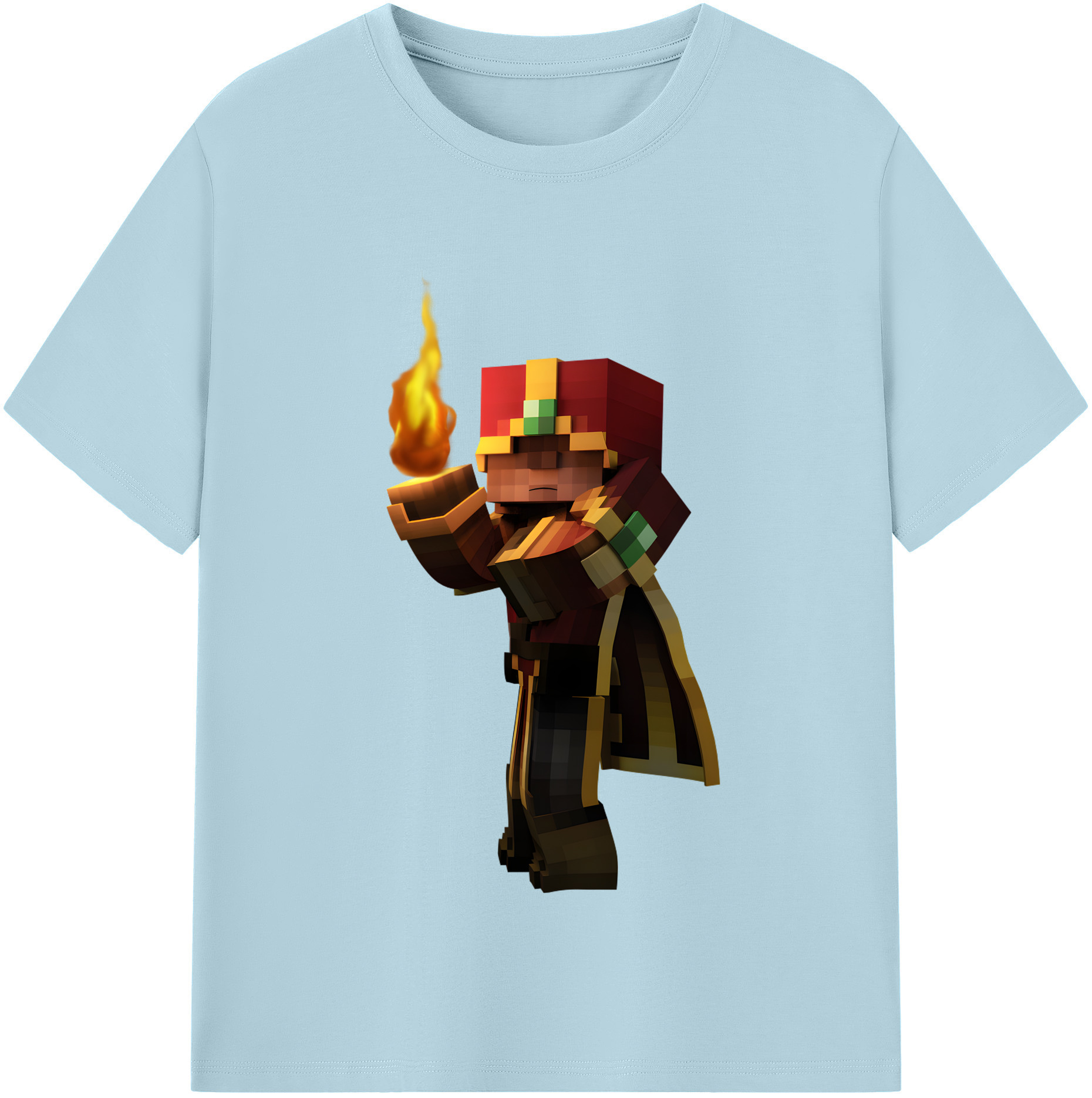 （画像用） マインクラフト ブロックの世界 Minecraft MC Block world 綿100％半袖Tシャツ（フロントプリント）